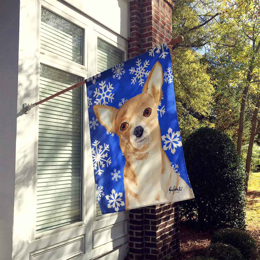 White Snowflake Chihuahua Christmas Flag Canvas House Size RDR3011CHF  the-store.com.