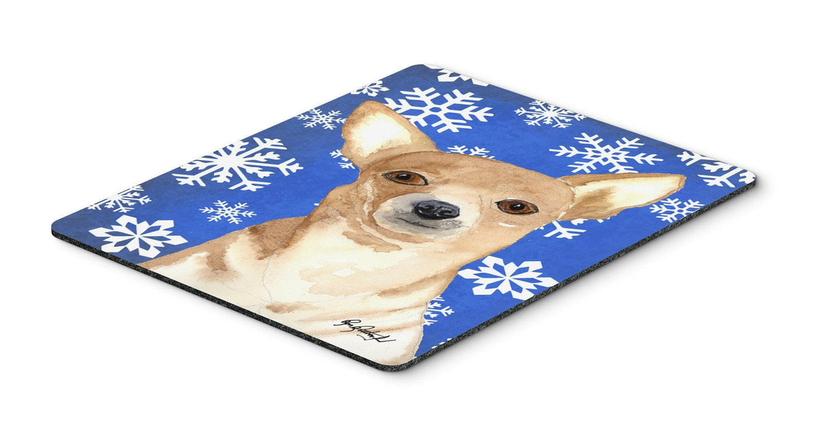 White Snowflake Chihuahua Christmas Mouse Pad, Hot Pad or Trivet by Caroline&#39;s Treasures