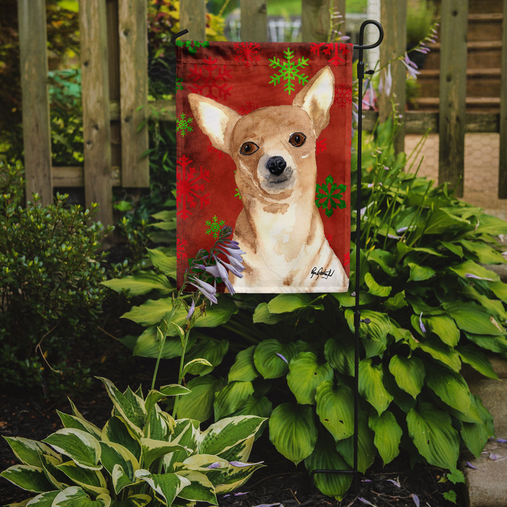 Red Snowflake Chihuahua Christmas Flag Garden Size RDR3012GF.