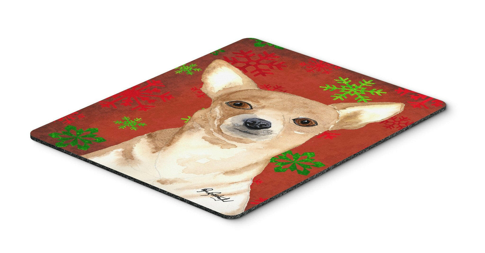 Red Snowflake Chihuahua Christmas Mouse Pad, Hot Pad or Trivet by Caroline's Treasures