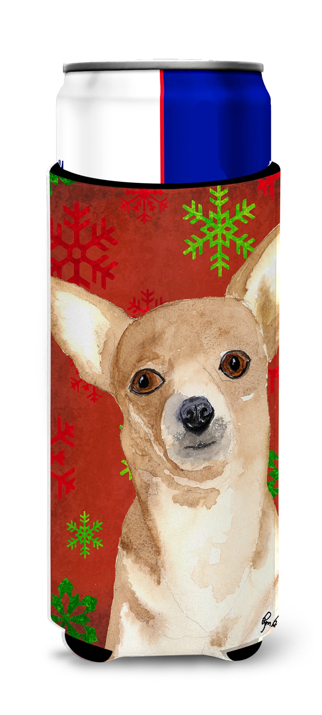 Red Snowflake Chihuahua Christmas Ultra Beverage Insulators for slim cans  RDR3012MUK.