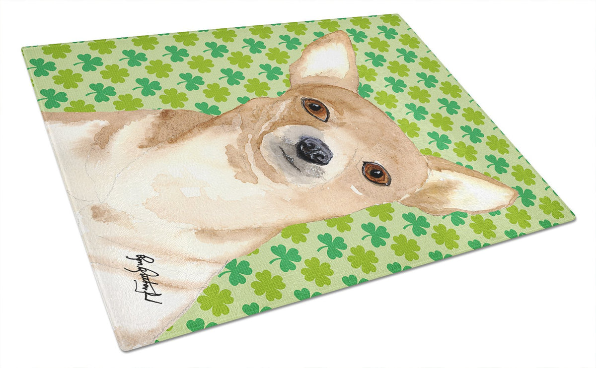 Chihuahua St Patrick&#39;s Day Glass Cutting Board Large by Caroline&#39;s Treasures