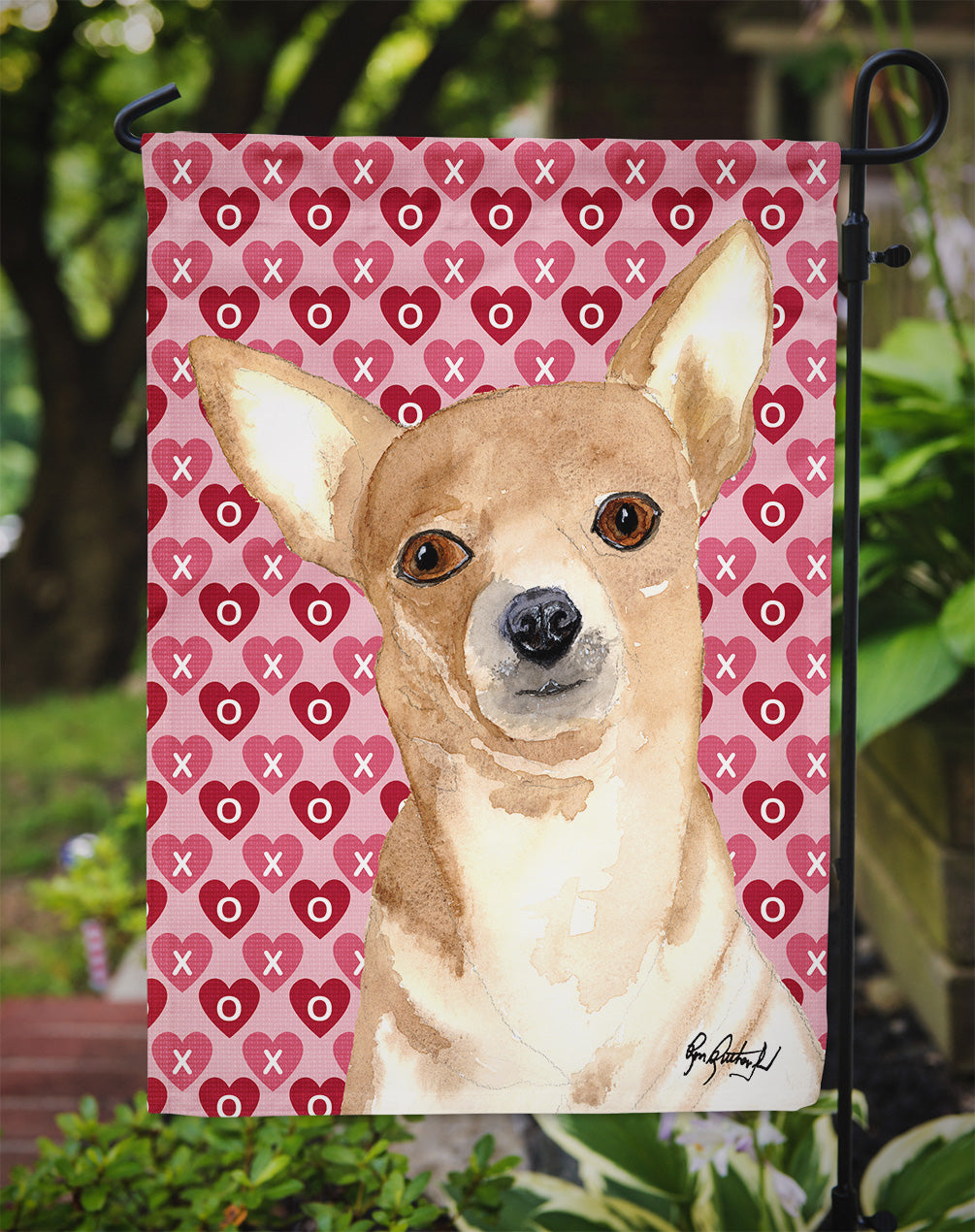 Chihuahua Love and Hearts Flag Garden Size RDR3014GF.