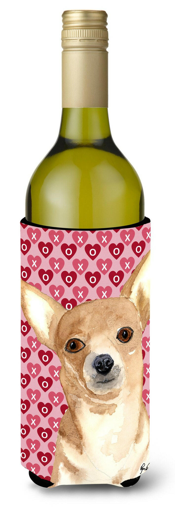 Chihuahua Love and Hearts Wine Bottle Beverage Insulator Beverage Insulator Hugger  RDR3014LITERK by Caroline&#39;s Treasures