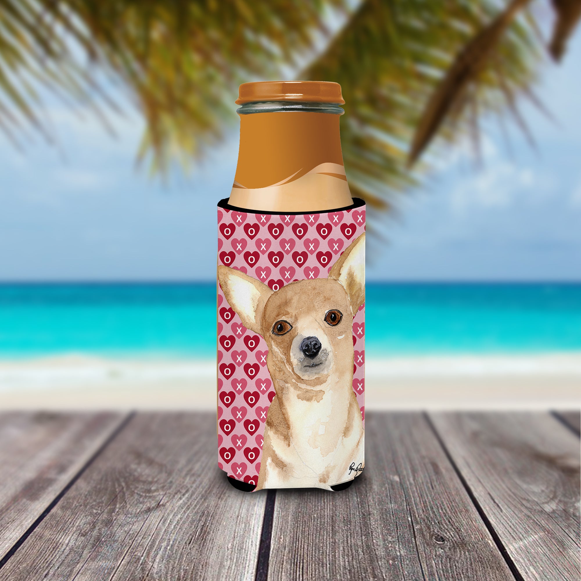 Chihuahua Love and Hearts Ultra Beverage Insulators for slim cans  RDR3014MUK.