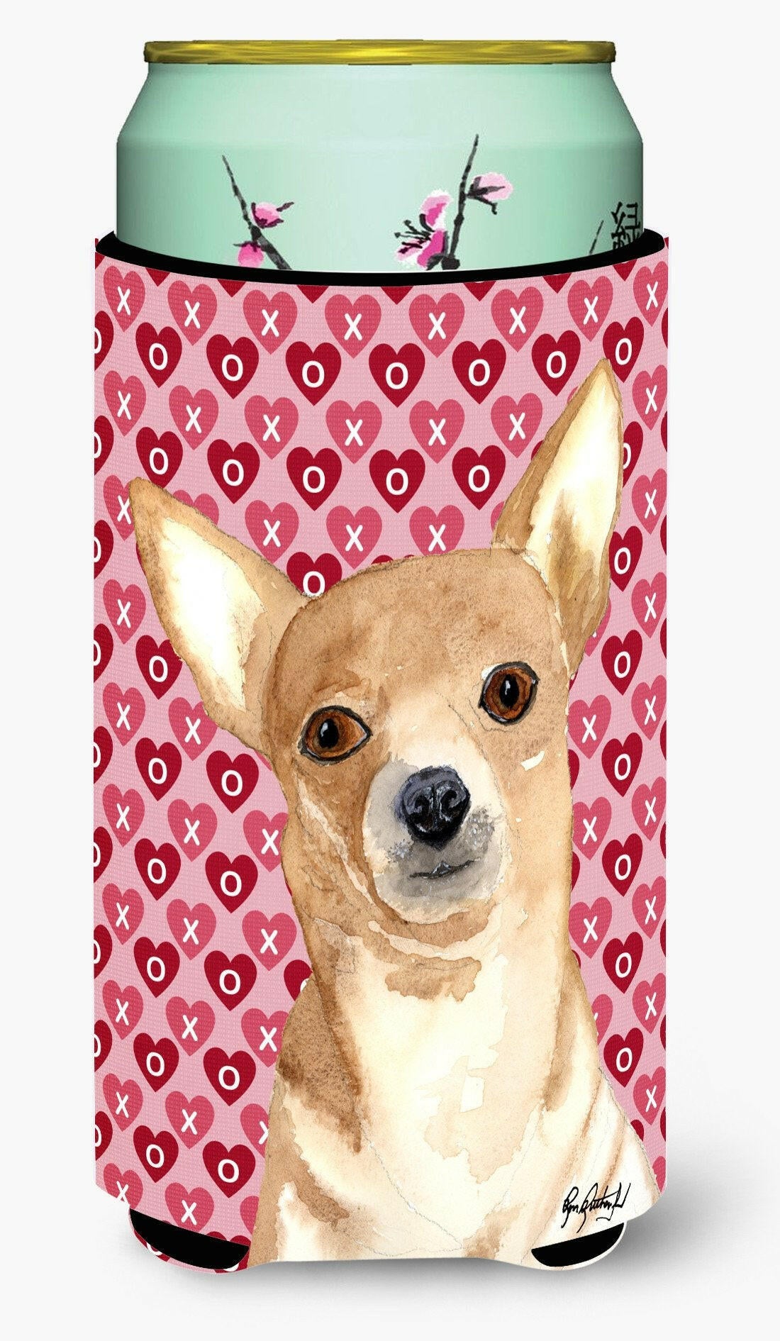 Chihuahua Love and Hearts Tall Boy Beverage Insulator Beverage Insulator Hugger RDR3014TBC by Caroline&#39;s Treasures