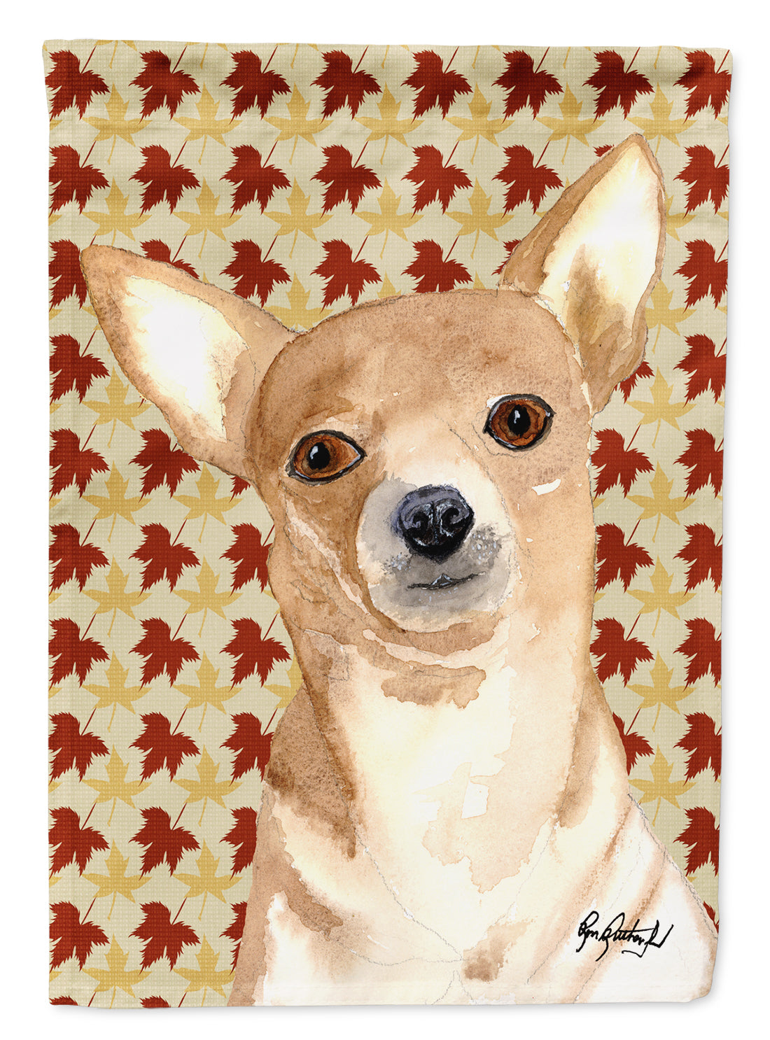 Chihuahua Fall Leaves Flag Canvas House Size RDR3015CHF