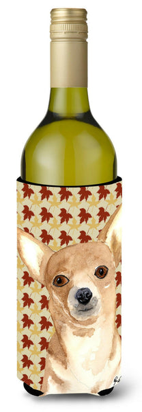 Chihuahua Fall Leaves Wine Bottle Beverage Insulator Beverage Insulator Hugger  RDR3015LITERK by Caroline's Treasures