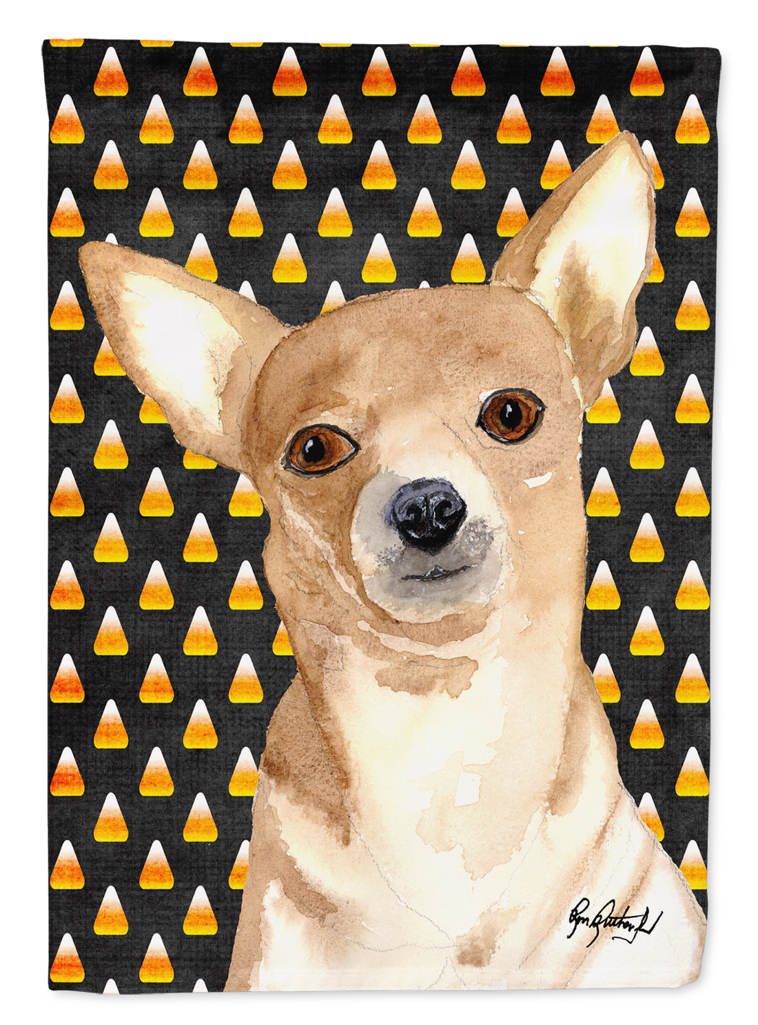 Candy Corn Chihuahua Halloween Flag Canvas House Size RDR3016CHF