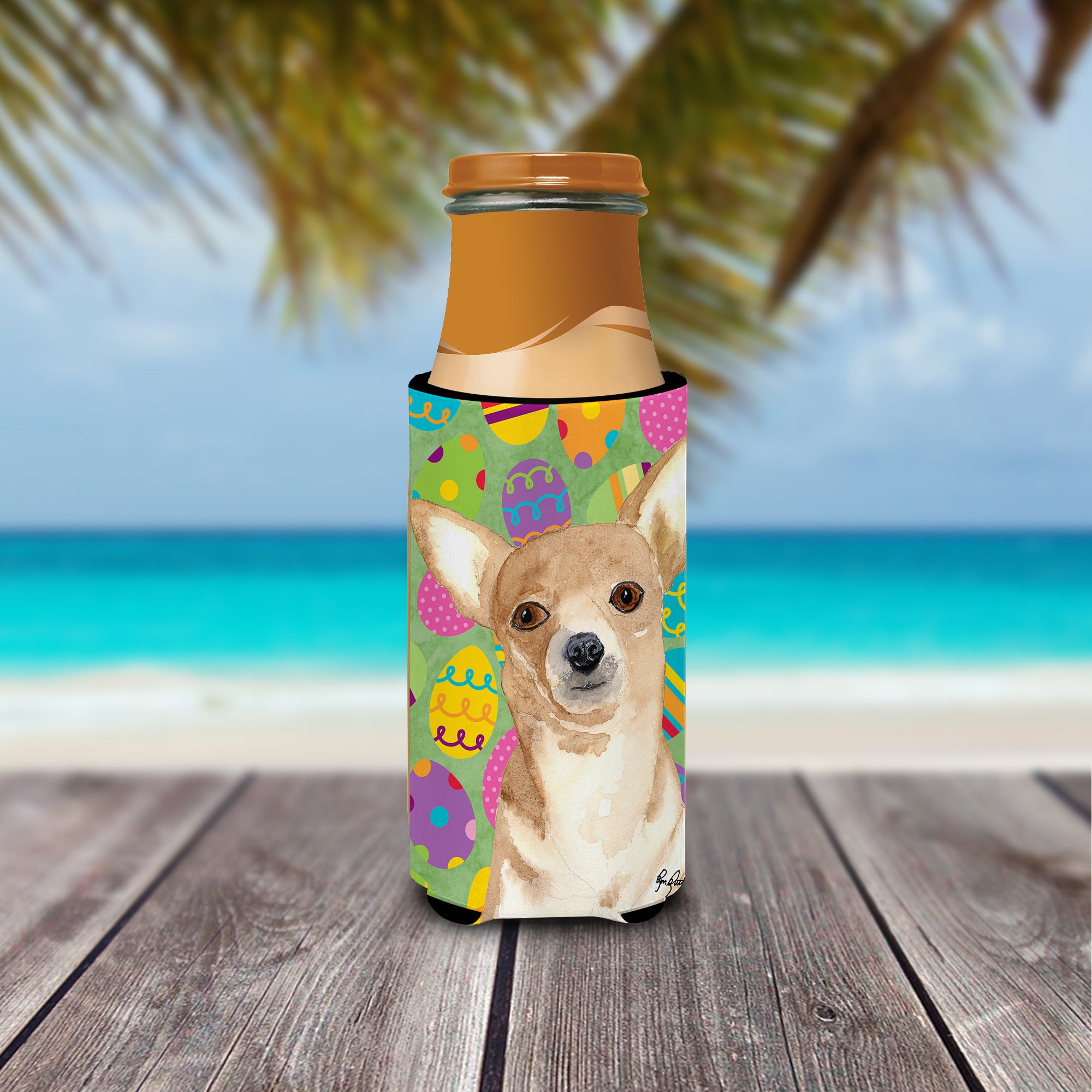 Eggravaganza Chihuahua Easter Ultra Beverage Insulators for slim cans  RDR3017MUK.