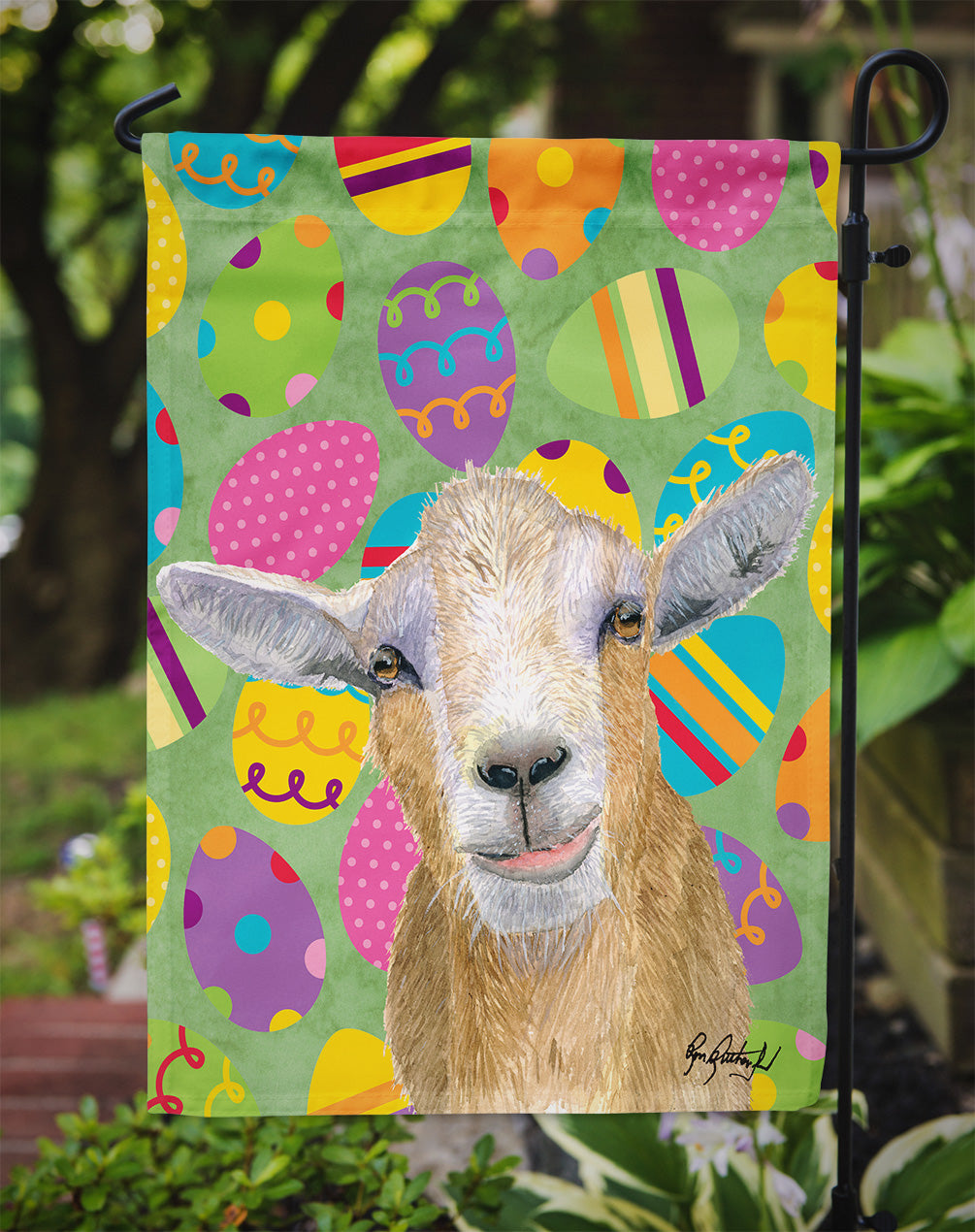 Eggtravaganza Goat Easter Flag Garden Size RDR3021GF  the-store.com.