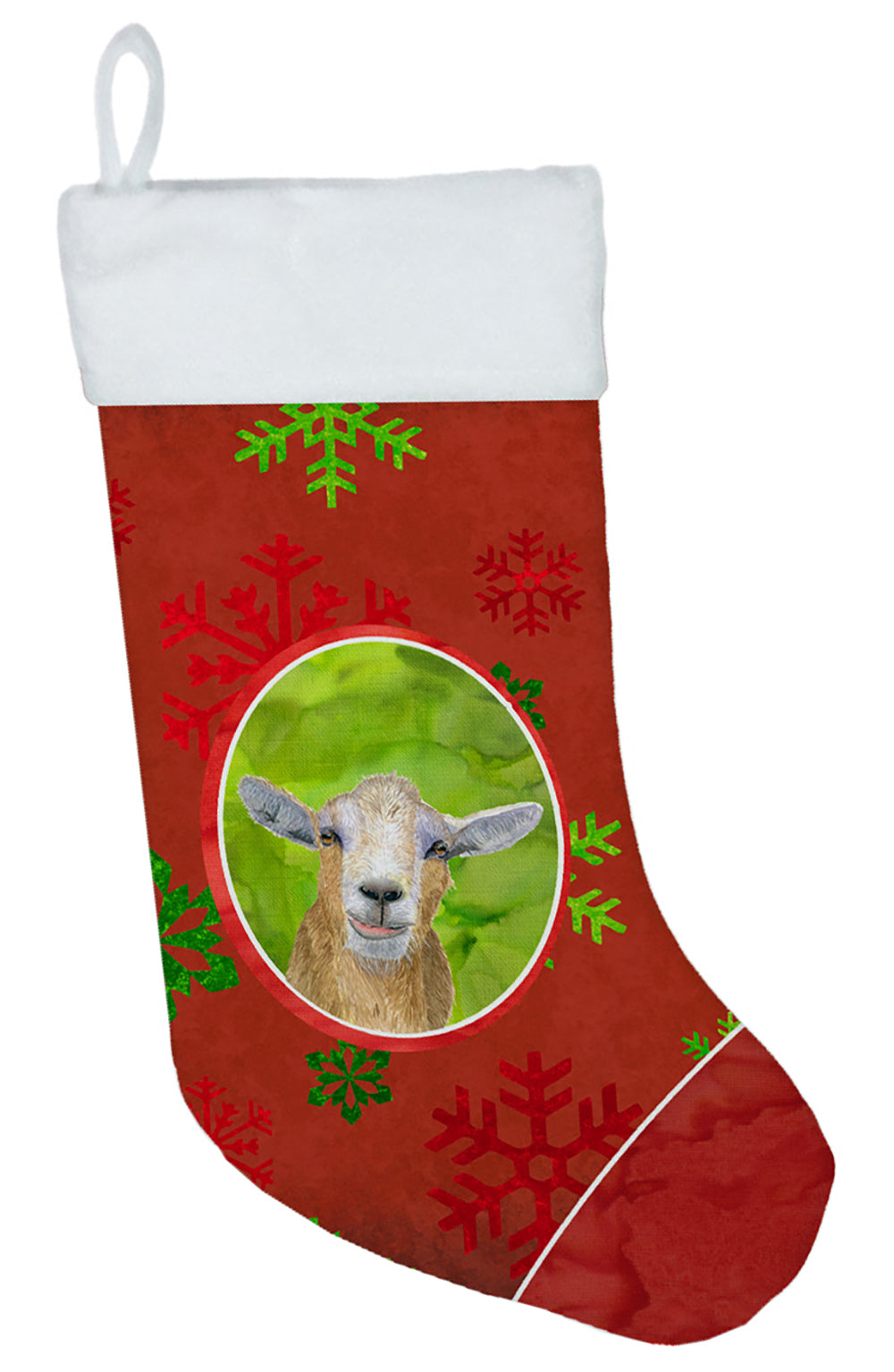 Goat Red Snowflakes Holiday Christmas  Christmas Stocking RDR3022-CS  the-store.com.