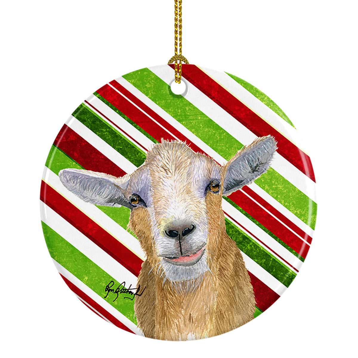 Goat Red Snowflakes Holiday Christmas  Ceramic Ornament RDR3022CO1 - the-store.com