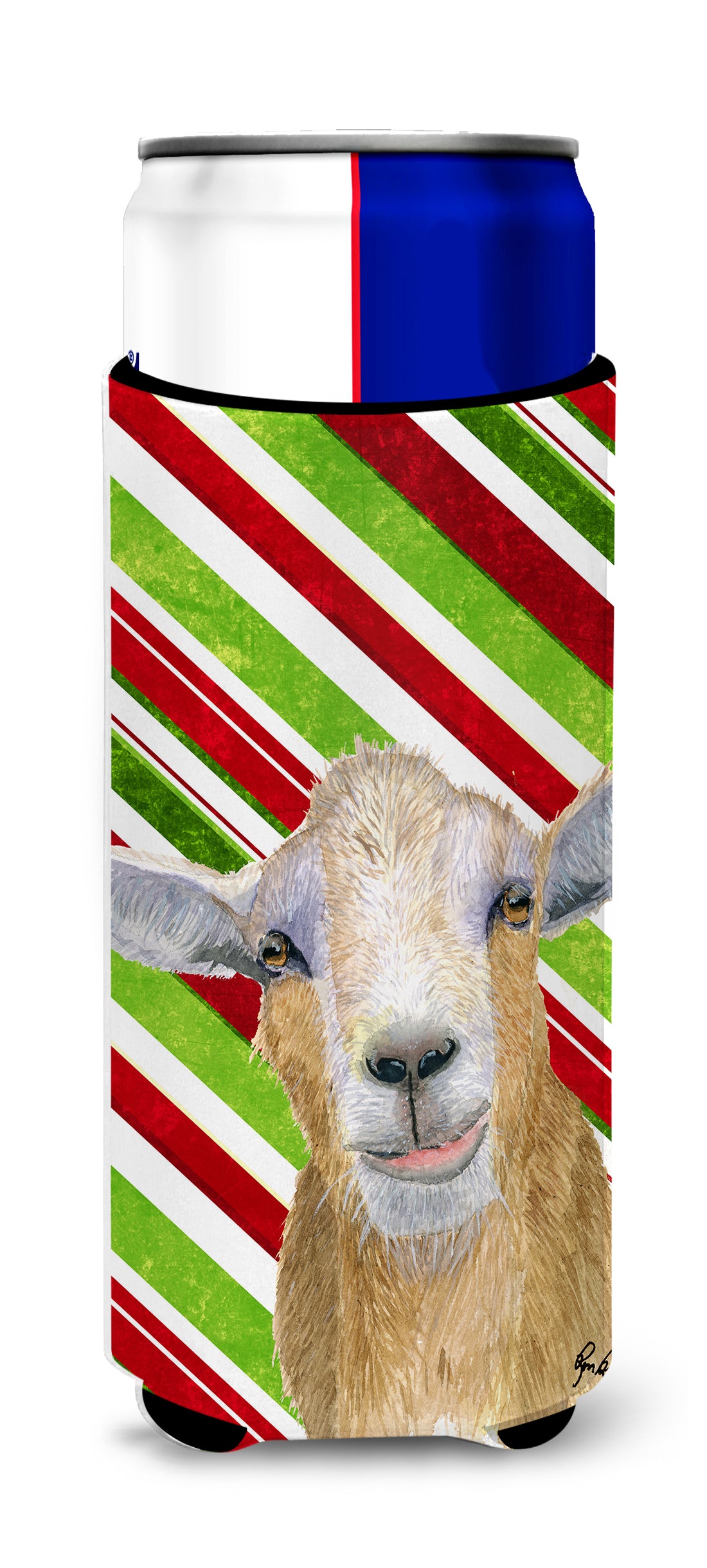 Candy Cane Goat Christmas Ultra Beverage Insulators for slim cans  RDR3022MUK