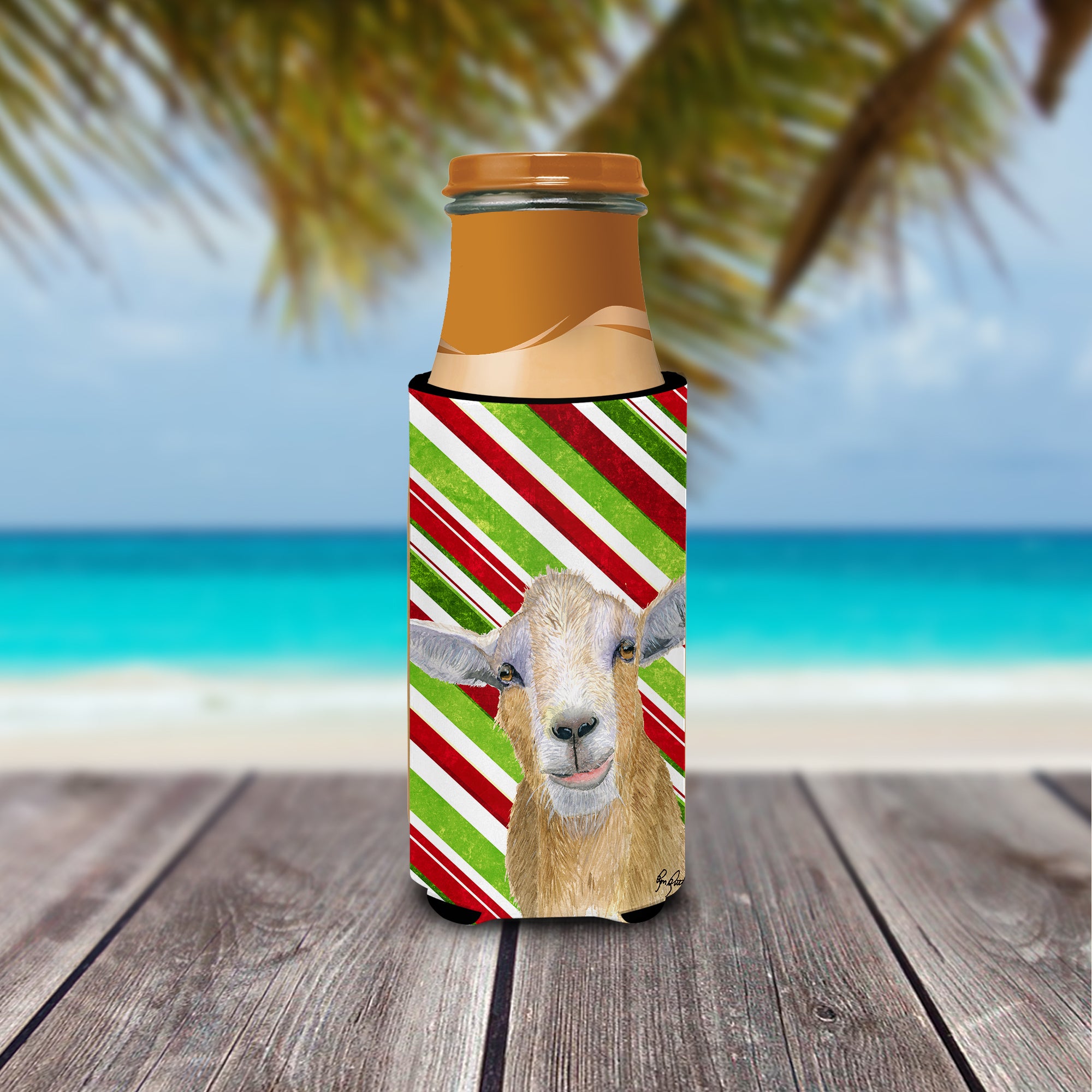 Candy Cane Goat Christmas Ultra Beverage Isolateurs pour canettes minces RDR3022MUK