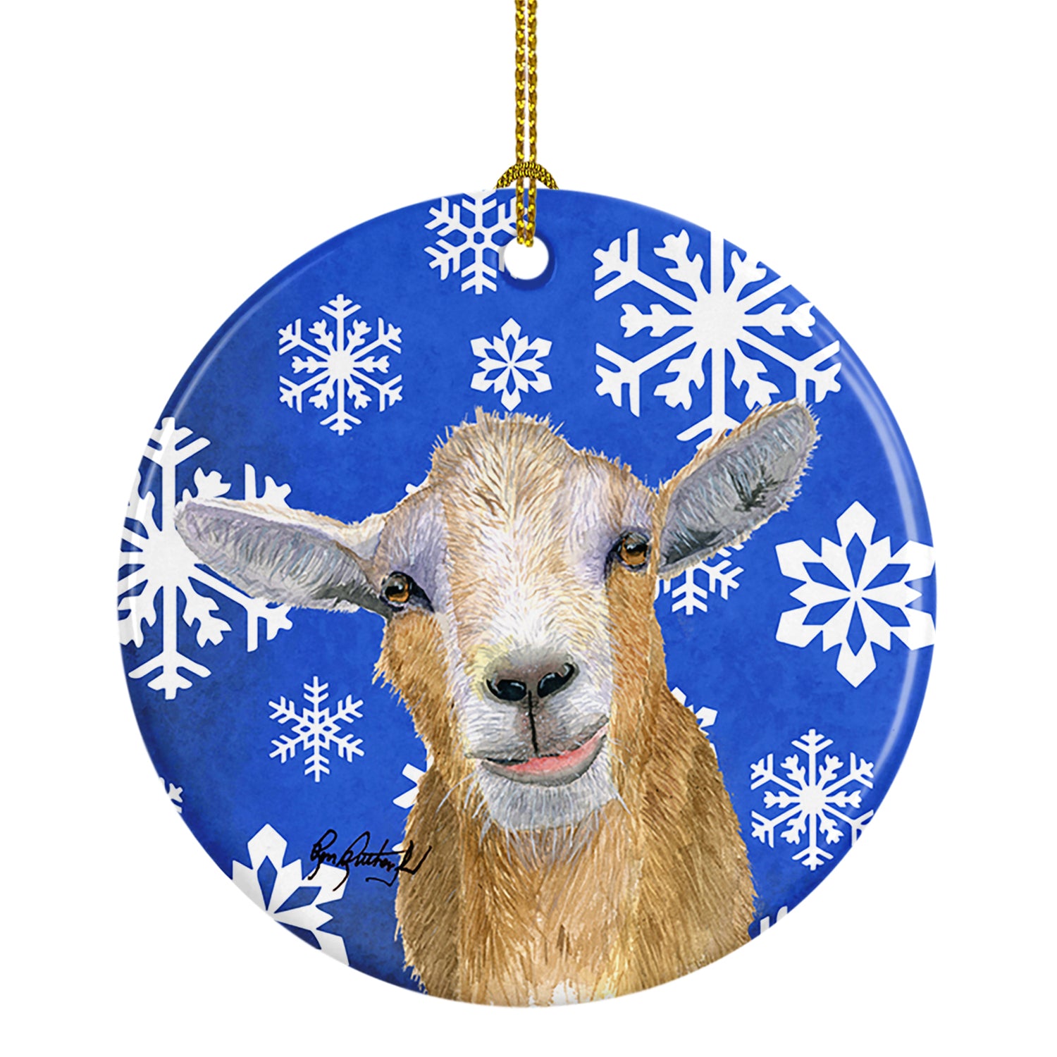 Goat Winter Snowflakes Holiday Ceramic Ornament RDR3023CO1 - the-store.com