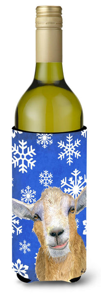 Winter Snowflakes Goat Winter Wine Bottle Beverage Insulator Beverage Insulator Hugger  RDR3023LITERK by Caroline's Treasures