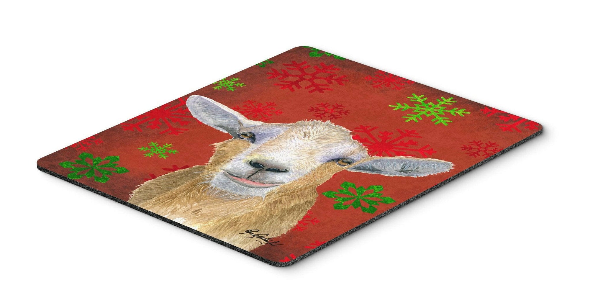 Red Snowflakes Goat Christmas Mouse Pad, Hot Pad or Trivet by Caroline's Treasures