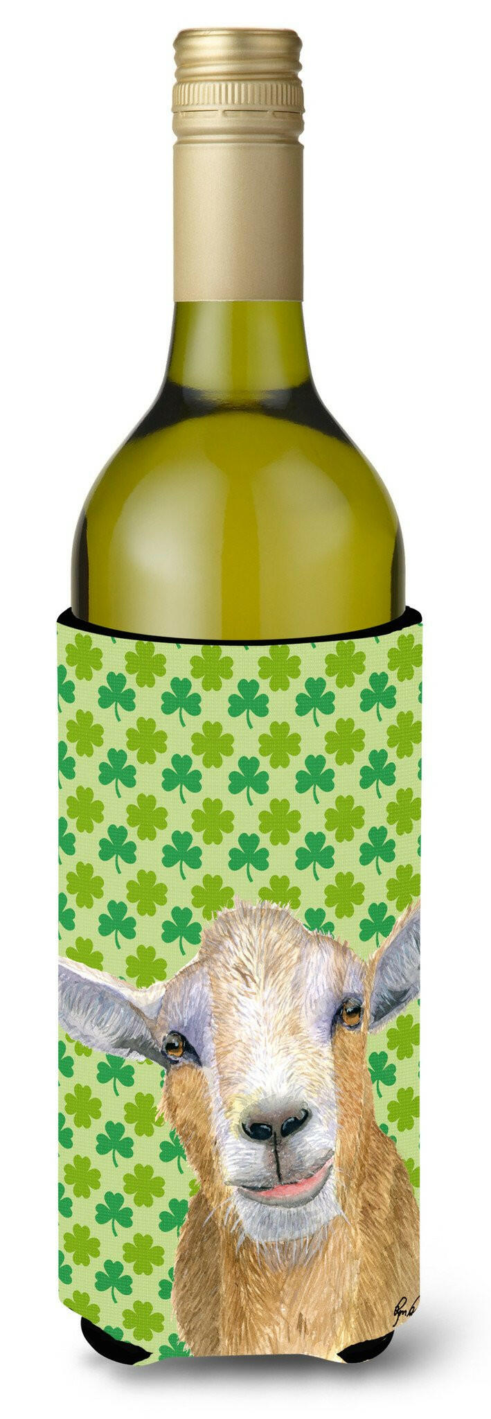St Patrick&#39;s Day Goat Wine Bottle Beverage Insulator Beverage Insulator Hugger  RDR3025LITERK by Caroline&#39;s Treasures