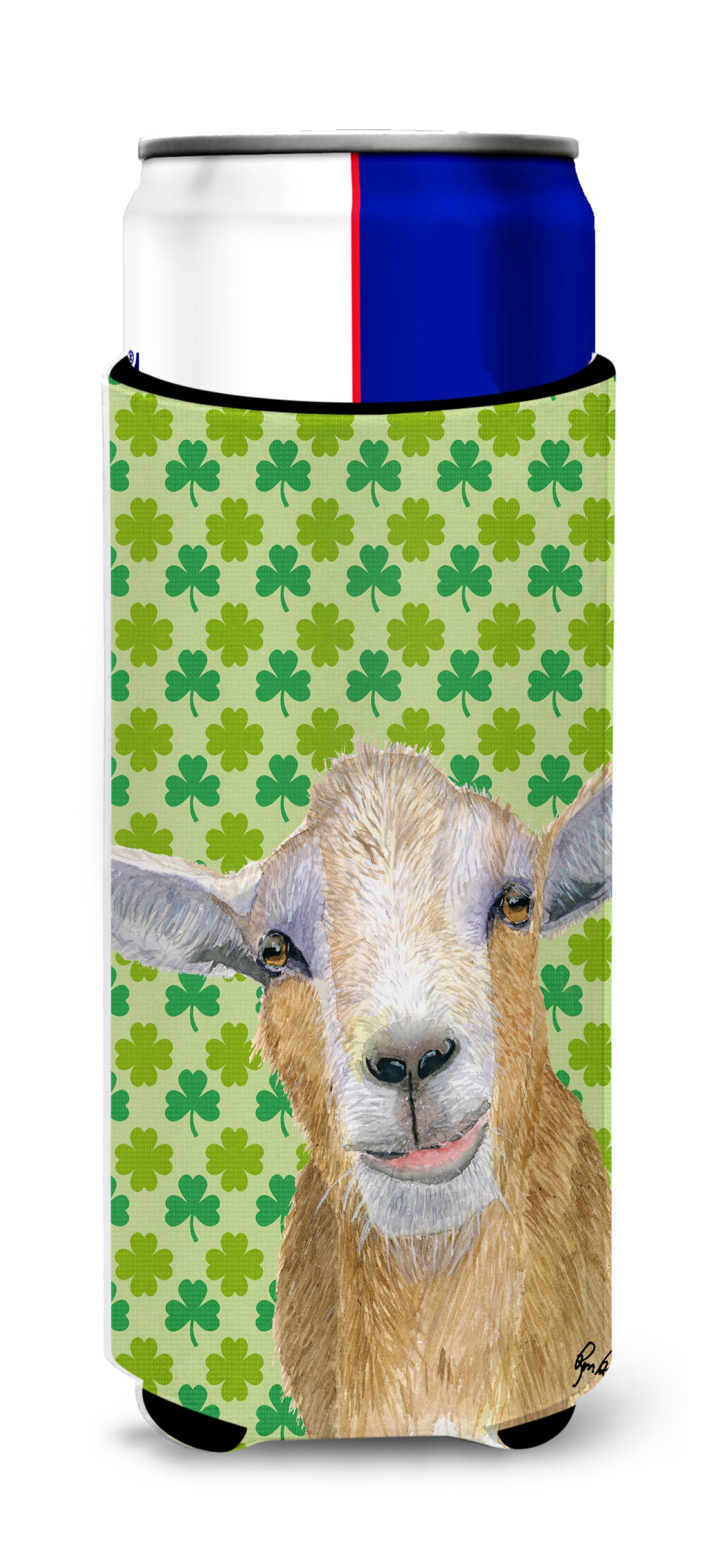 St Patrick&#39;s Day Goat Ultra Beverage Insulators for slim cans  RDR3025MUK