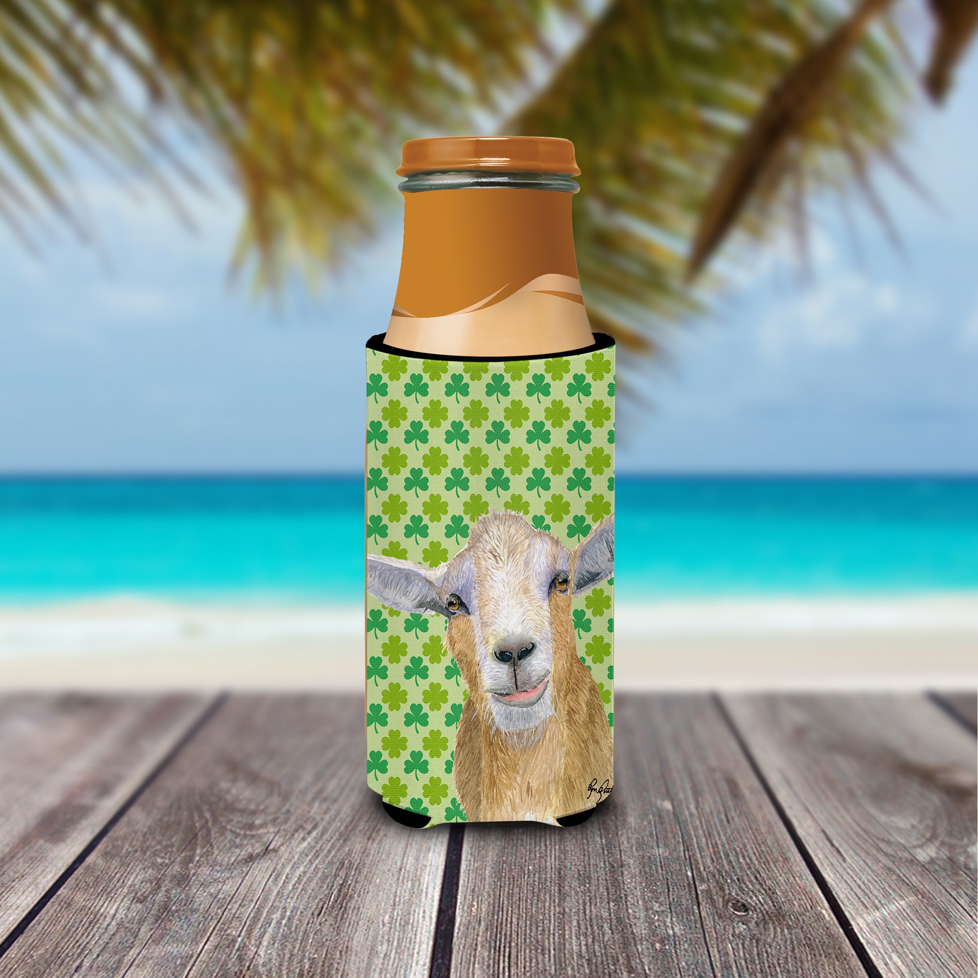 St Patrick's Day Goat Ultra Beverage Insulators for slim cans  RDR3025MUK