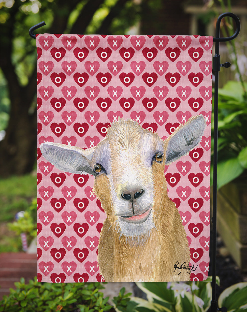 Hearts and Love Goat Flag Garden Size RDR3026GF.