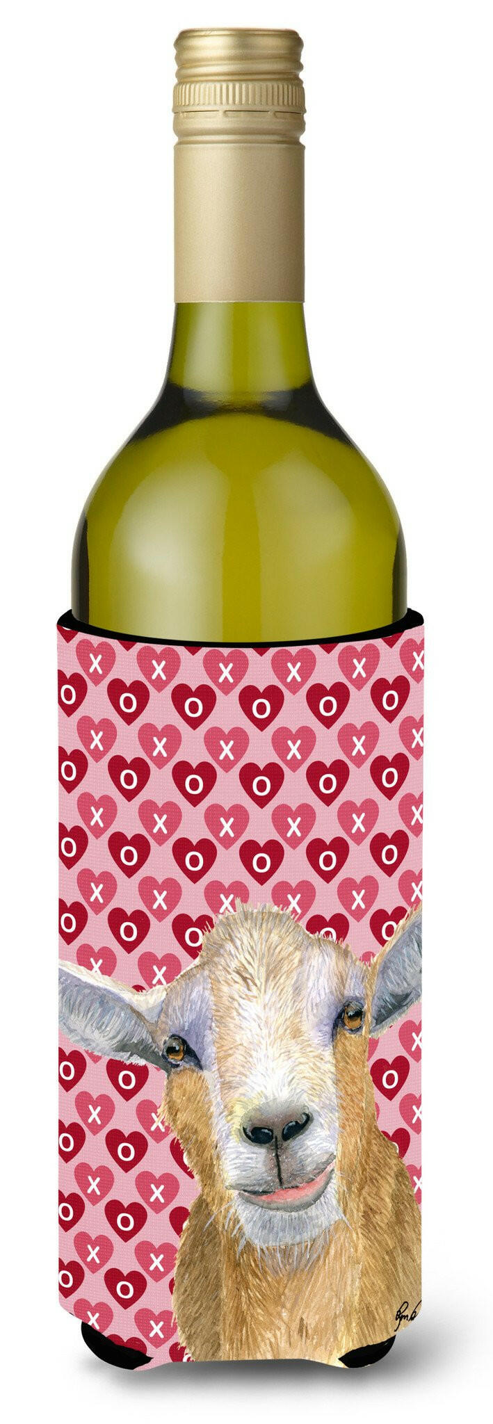 Hearts and Love Goat Wine Bottle Beverage Insulator Beverage Insulator Hugger  RDR3026LITERK by Caroline&#39;s Treasures