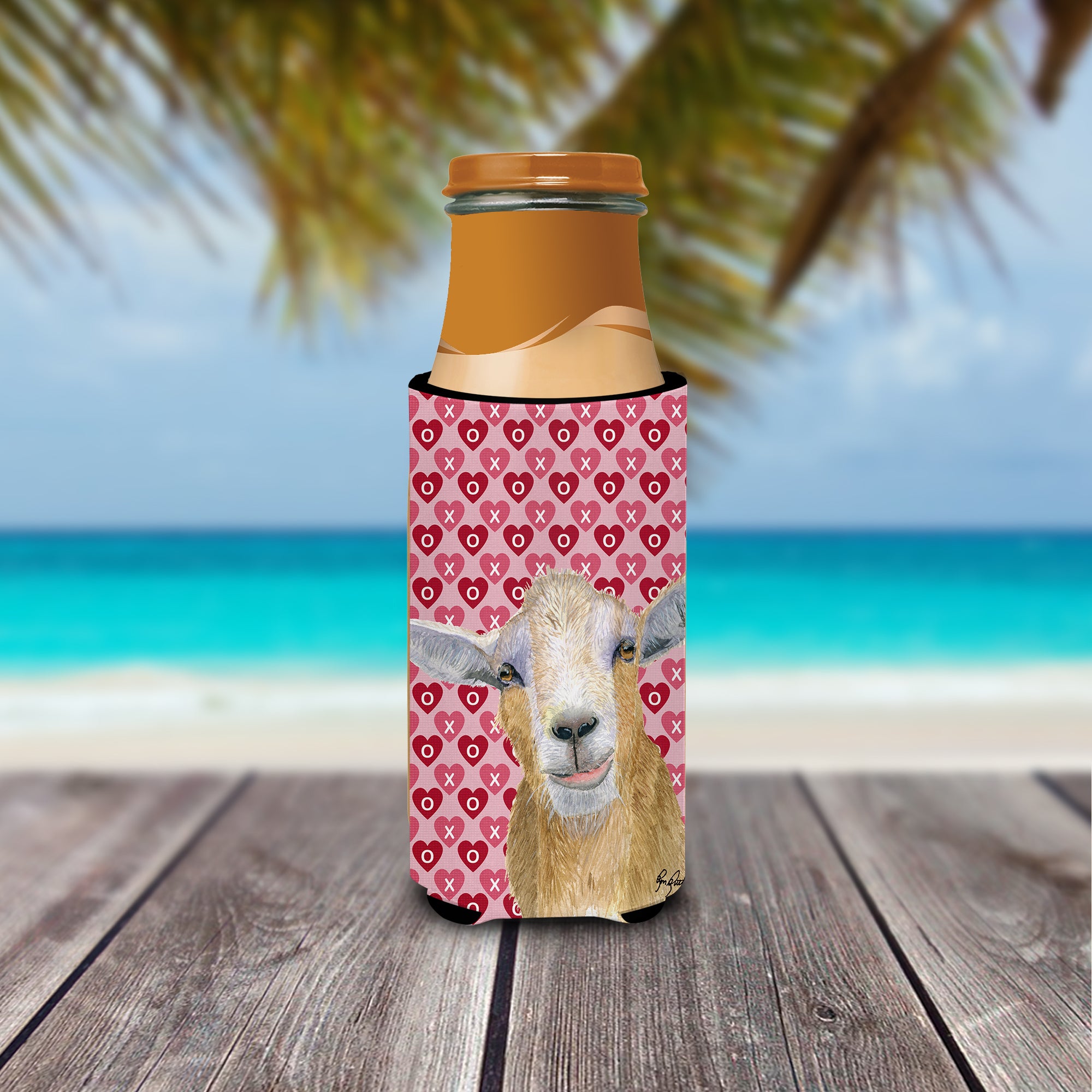Hearts and Love Goat Ultra Beverage Insulators for slim cans  RDR3026MUK.