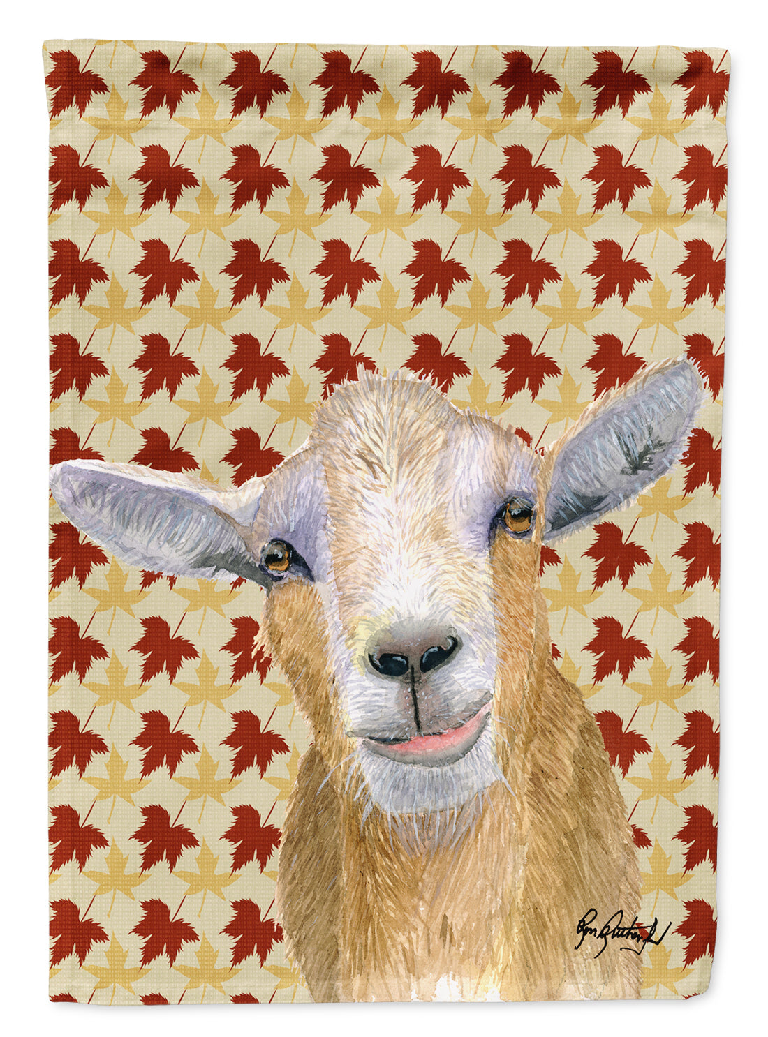Fall Leaves Goat Flag Canvas House Size RDR3027CHF