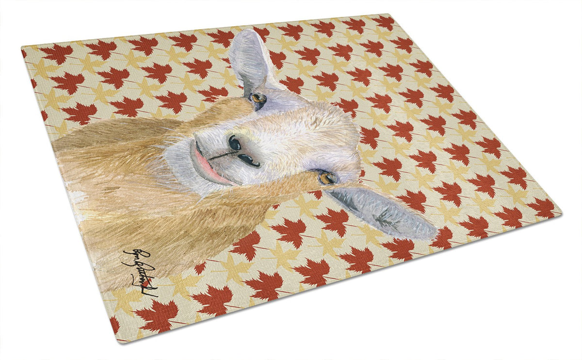 Fall Leaves Goat Glass Cutting Board Large by Caroline&#39;s Treasures