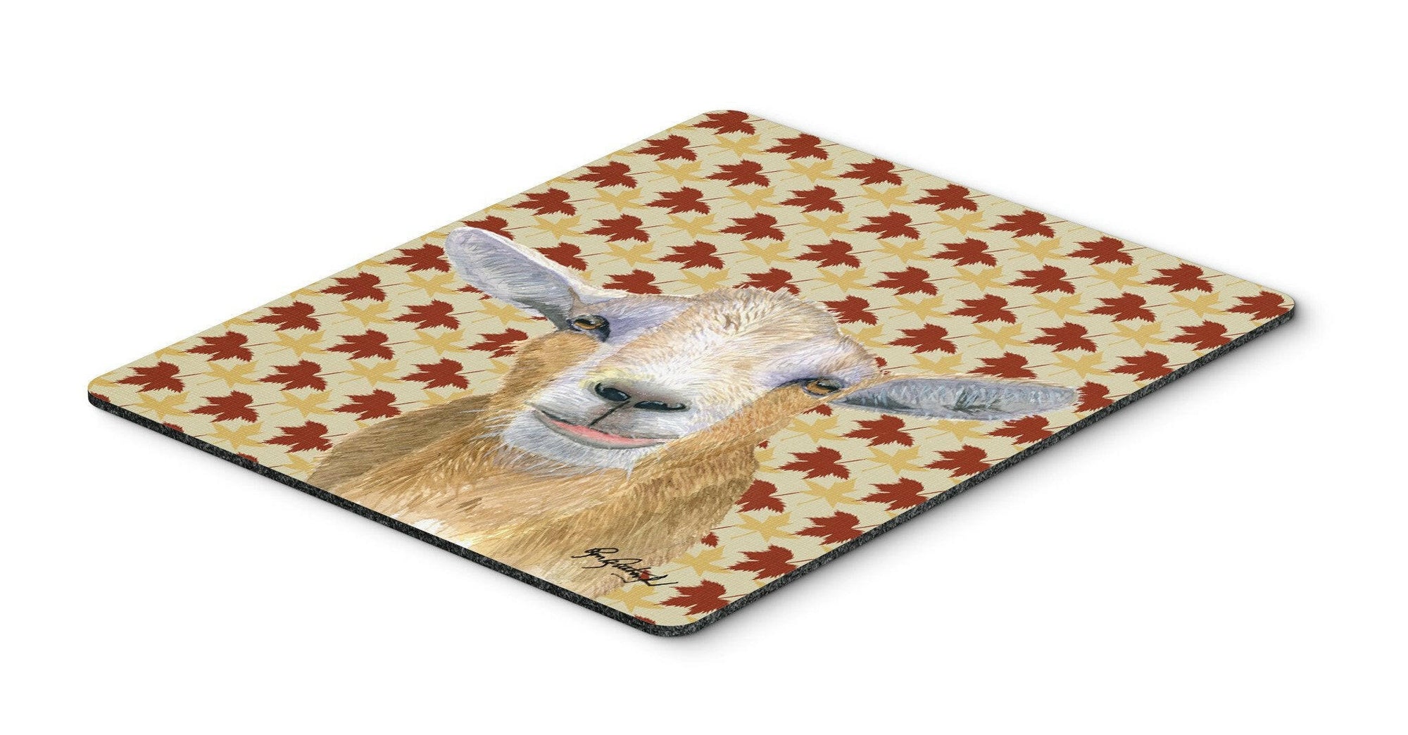 Fall Leaves Goat Mouse Pad, Hot Pad or Trivet by Caroline's Treasures
