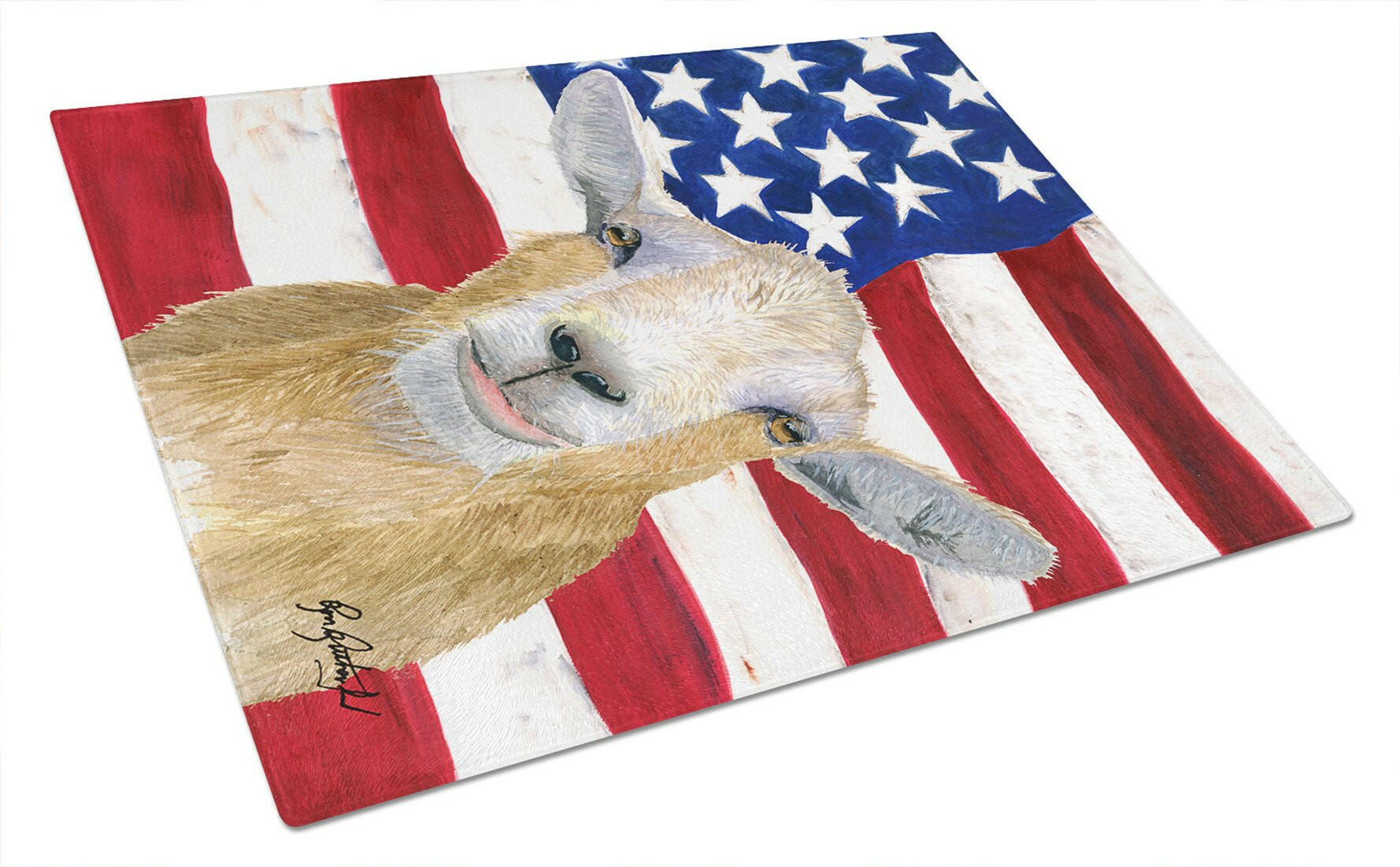 USA American Goat Glass Cutting Board Large by Caroline's Treasures