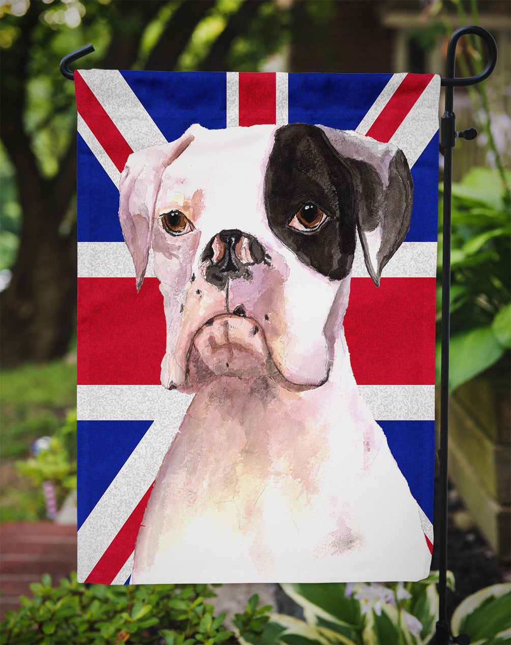Boxer Cooper with English Union Jack British Flag Flag Garden Size RDR3030GF