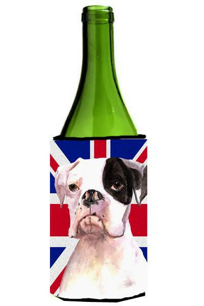 Boxer Cooper with English Union Jack British Flag Wine Bottle Beverage Insulator Hugger RDR3030LITERK by Caroline&#39;s Treasures