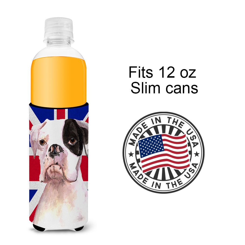 Boxer Cooper with English Union Jack British Flag Ultra Beverage Insulators for slim cans RDR3030MUK