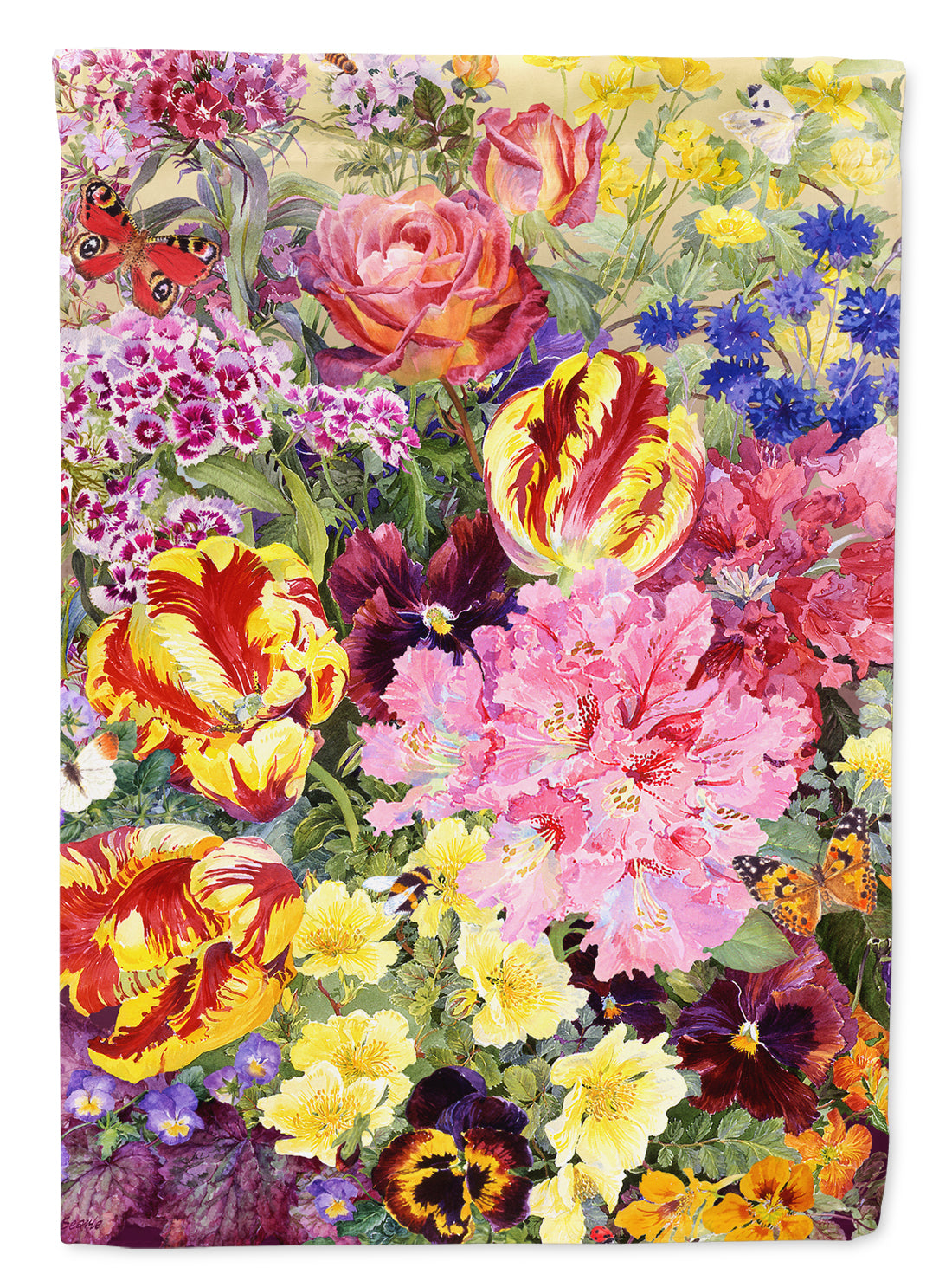 Summer Floral by Anne Searle Flag Canvas House Size SASE0953CHF  the-store.com.