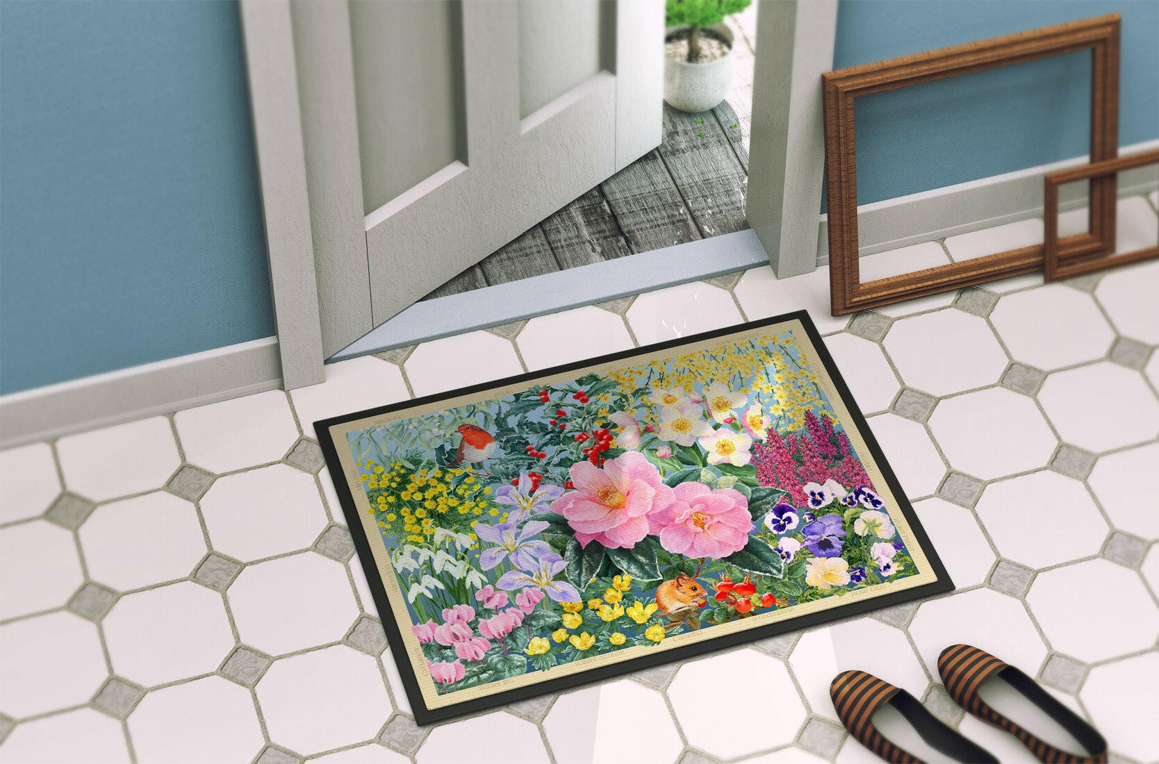 Winter Floral by Anne Searle Indoor or Outdoor Mat 24x36 SASE0956JMAT - the-store.com