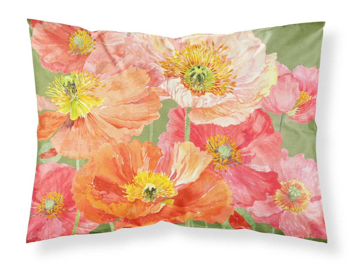Poppies by Anne Searle Fabric Standard Pillowcase SASE664CPILLOWCASE by Caroline&#39;s Treasures