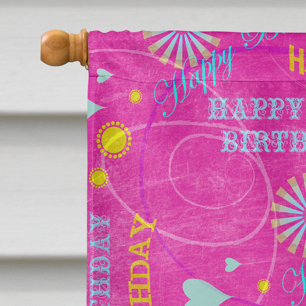 Happy Birthday Pink Flag Canvas House Size  the-store.com.