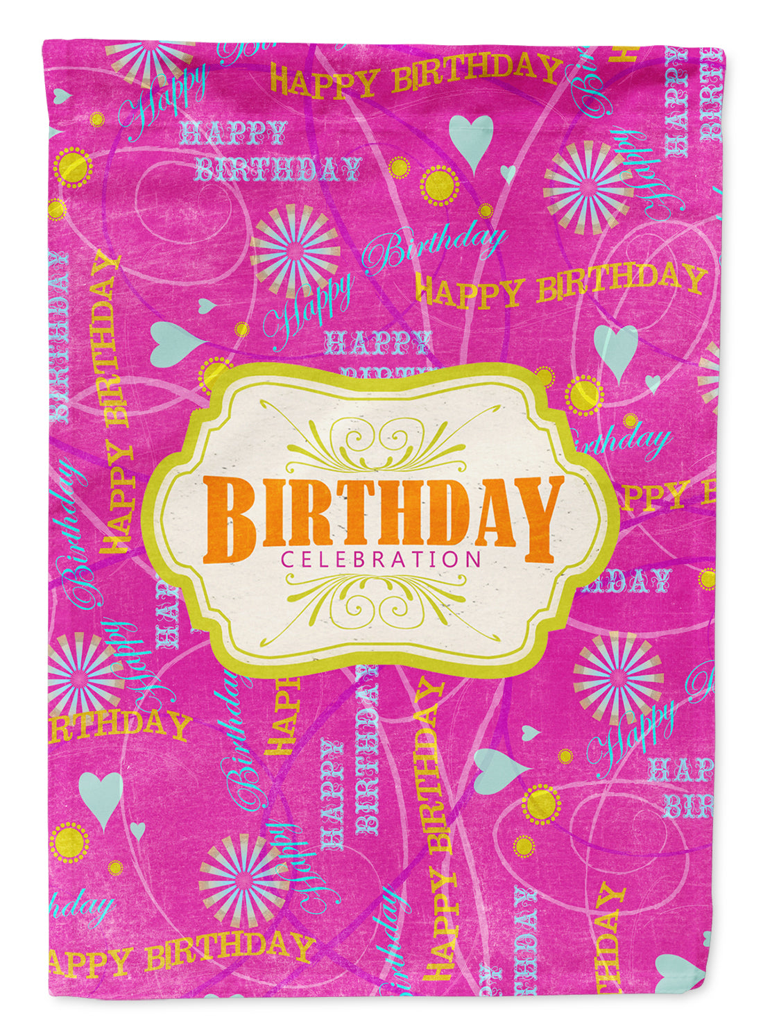 Happy Birthday Pink Flag Canvas House Size
