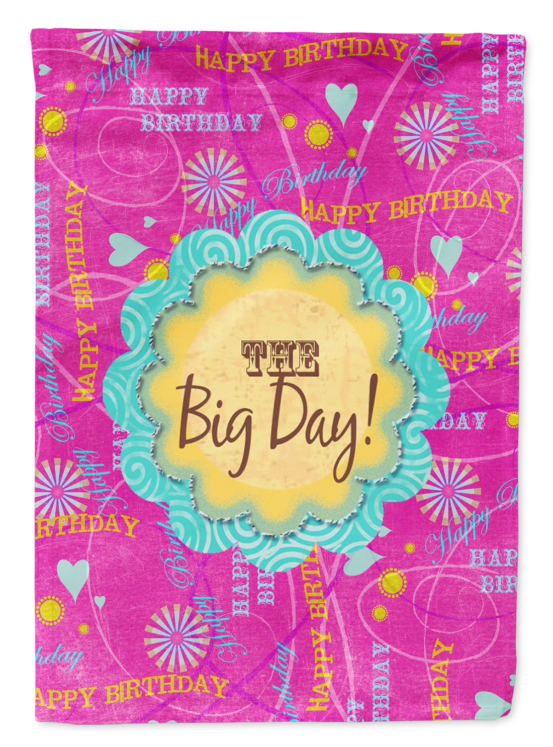 Happy Birthday The Big Day Pink Flag Canvas House Size