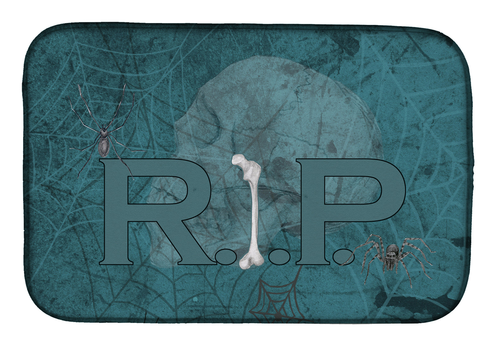 RIP Rest in Peace with spider web Halloween Dish Drying Mat SB3004DDM  the-store.com.