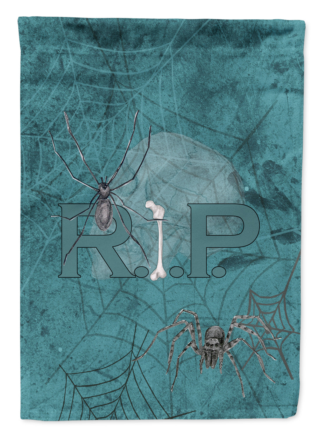 RIP Rest in Peace with spider web Halloween Flag Garden Size.