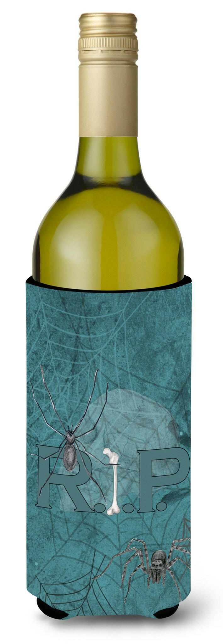 RIP Rest in Peace with spider web Halloween Wine Bottle Beverage Insulator Beverage Insulator Hugger by Caroline&#39;s Treasures