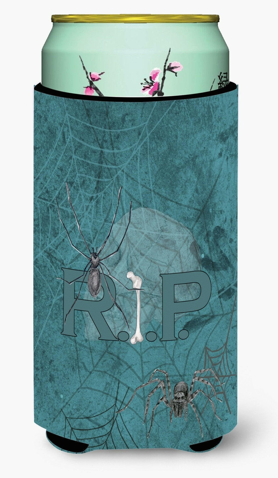 RIP Rest in Peace with spider web Halloween  Tall Boy Beverage Insulator Beverage Insulator Hugger by Caroline&#39;s Treasures
