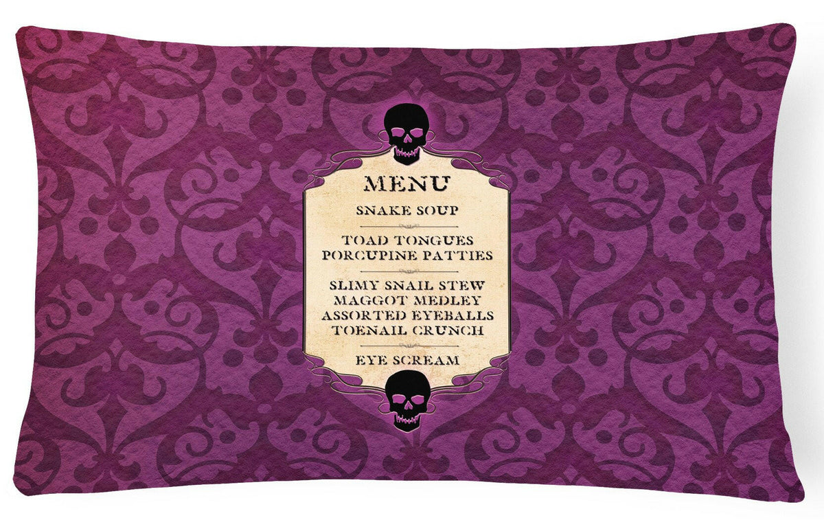 Goulish Menu including Eye Screen Snake soup Halloween   Canvas Fabric Decorative Pillow by Caroline&#39;s Treasures