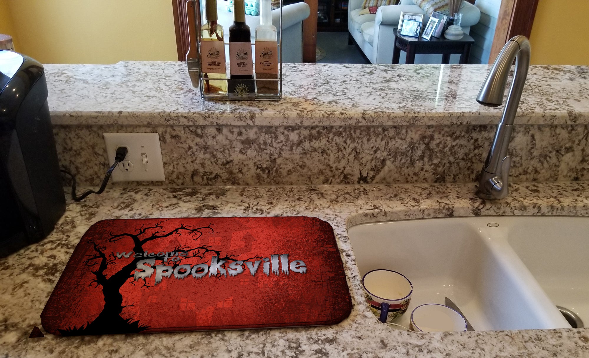 Welcome to Spooksville Halloween Dish Drying Mat SB3008DDM  the-store.com.