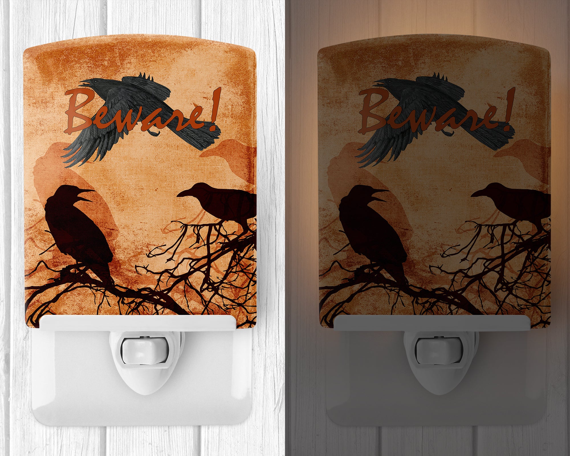 Beware of the Black Crows Halloween Ceramic Night Light SB3009CNL - the-store.com