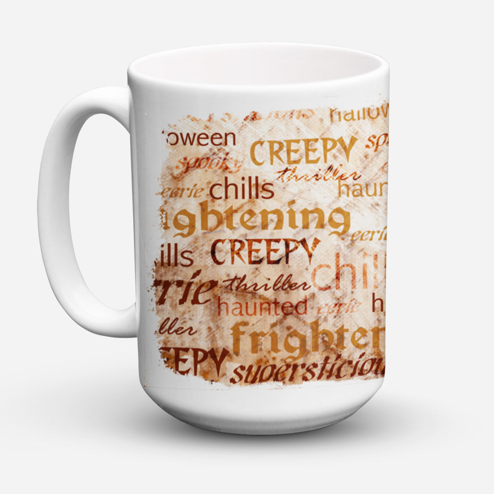 Creepy, Haunted and Frightful with skulls Halloween Dishwasher Safe Microwavable Ceramic Coffee Mug 15 ounce SB3012CM15