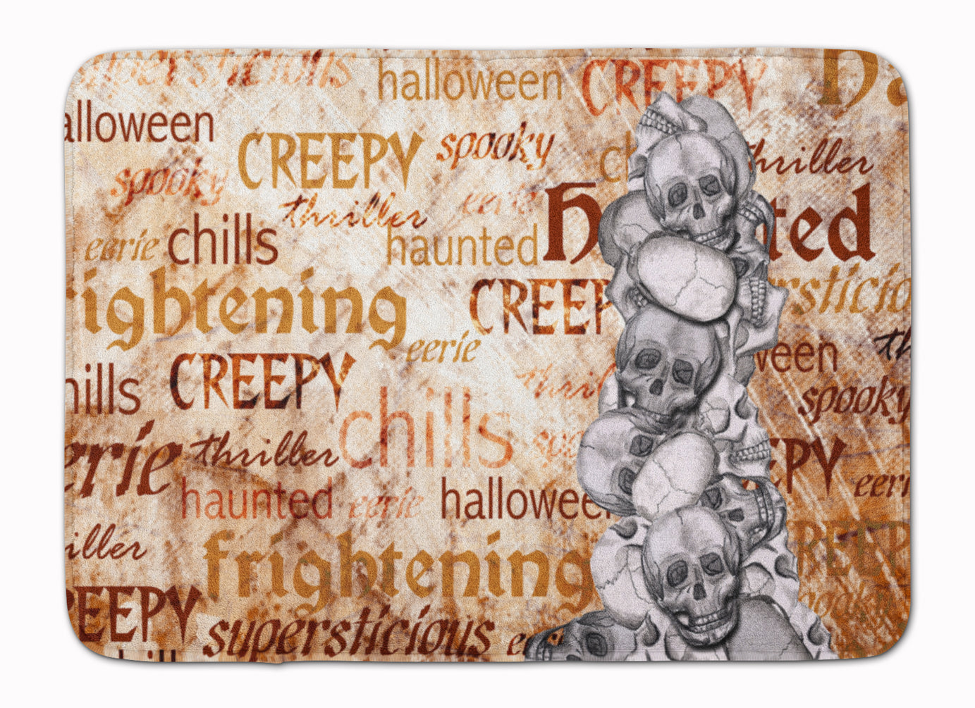 Creepy, Haunted and Frightful with skulls Halloween Machine Washable Memory Foam Mat SB3012RUG - the-store.com